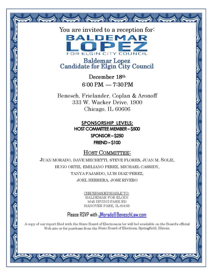 Baldemar Lopez for Elgin City Council Flyer