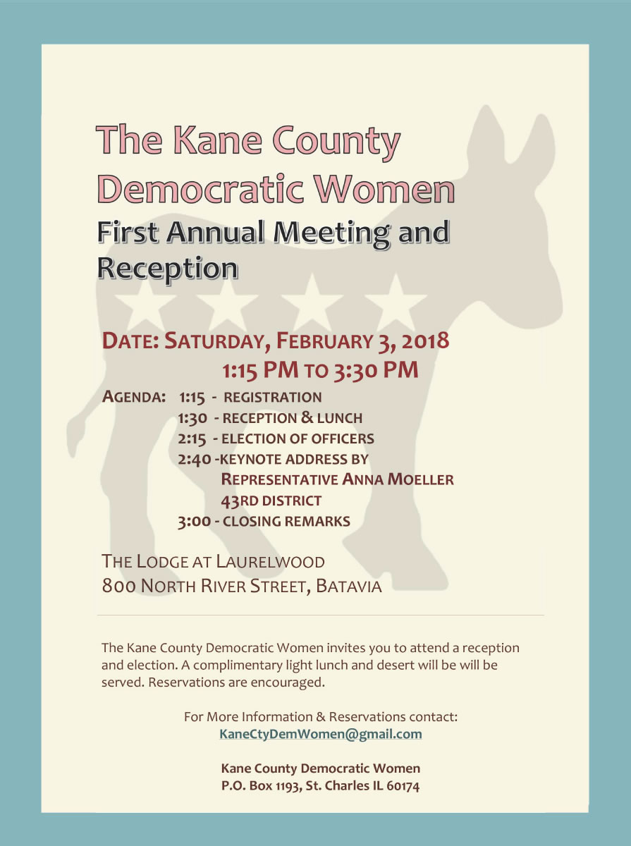 Kane County Democratic Women First Annual Meeting and Reception